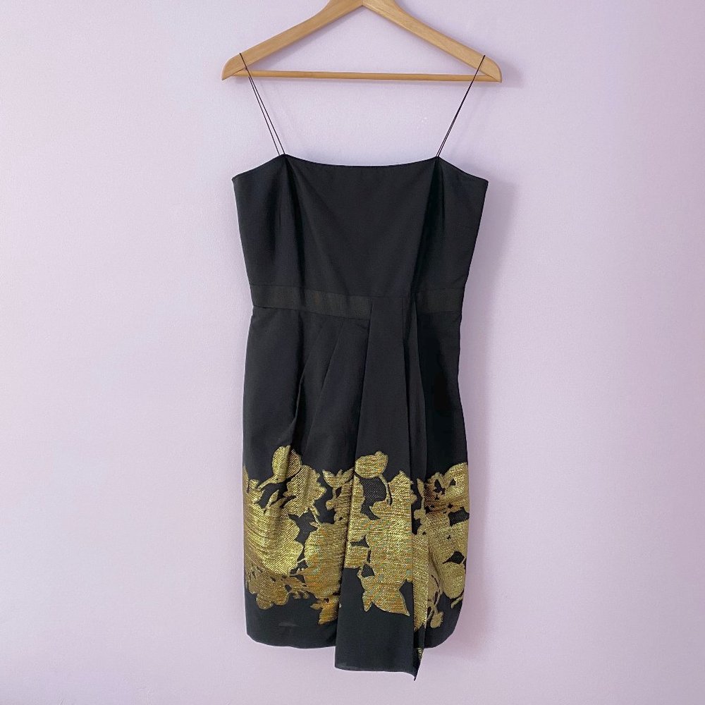 elie tahari gold dress Elie Tahari Gold Crochet Knit Dress Size S